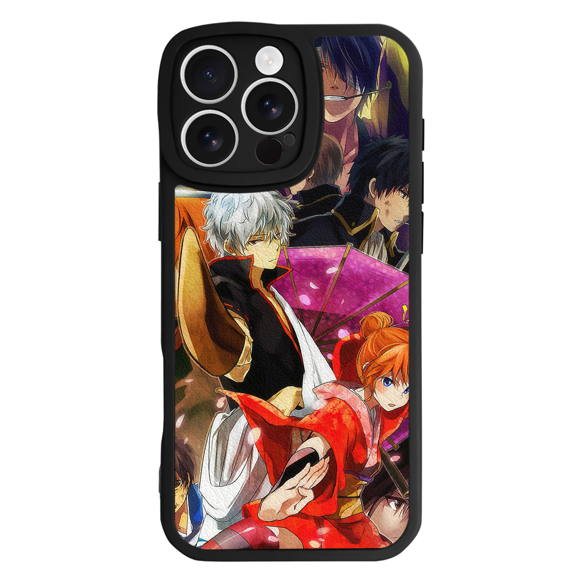 （画像用） ぎんたま 坂田銀時（さかたぎんとき） 神楽 志村新八（しむら しんぱち） GINTAMA Sakata Gintoki Kagura Shimura Shinpachi 【iPhone 16シリーズ対応】シリコンスマホケース（レザー調） 材質：シリコン